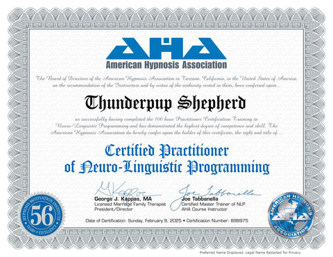 Certified Specialist: Certified Practitioner of Neuro-Linguistic Programming