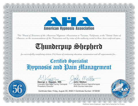 Certified Specialist: Hypnosis and Pain Management