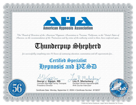 Certified Specialist: Hypnosis and PTSD