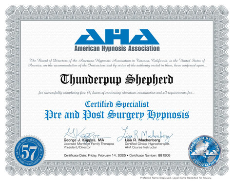 Certified Specialist: Pre and Post Surgery Hypnosis