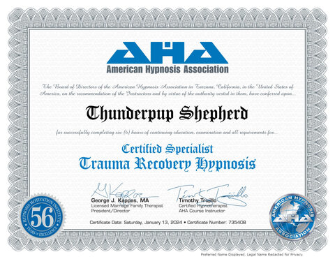Certified Specialist: Trauma Recovery Hypnosis