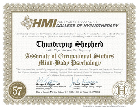 Associate of Occupational Studies in Mind-Body Psychology (with High Honors)